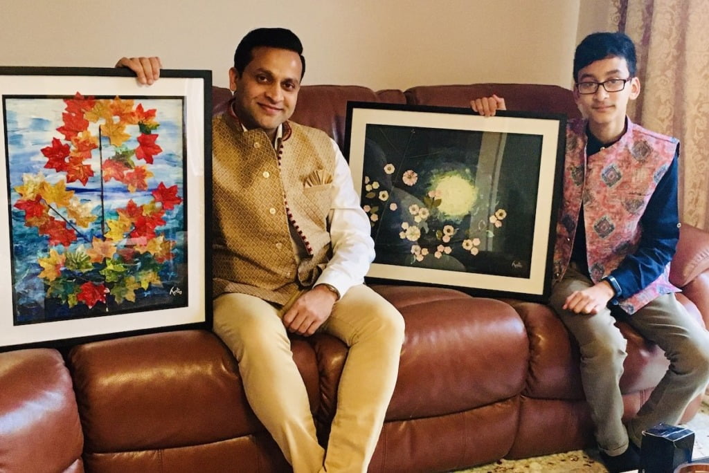 Tarak Nath Gorai, painting on Acrylic with Aryan Gorai